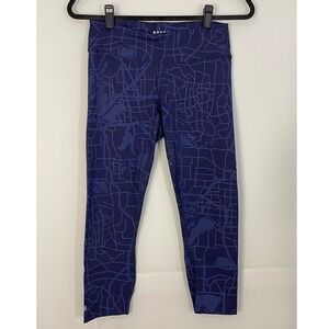 NOBULL Womens Navy Blue Map Print Athleisure Capris Leggings Size M